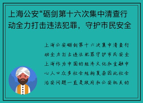 上海公安“砺剑第十六次集中清查行动全力打击违法犯罪，守护市民安全
