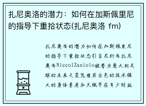 扎尼奥洛的潜力：如何在加斯佩里尼的指导下重拾状态(扎尼奥洛 fm)