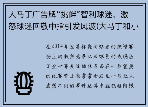 大马丁广告牌“挑衅”智利球迷，激怒球迷回敬中指引发风波(大马丁和小马丁)