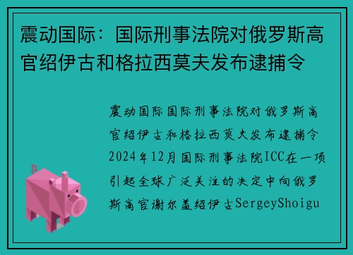 震动国际：国际刑事法院对俄罗斯高官绍伊古和格拉西莫夫发布逮捕令